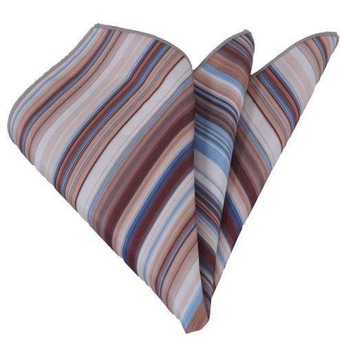 Brown Beige Vertical Striped Pocket Square