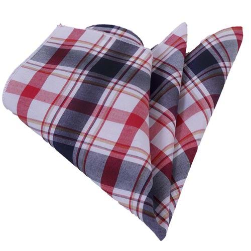 Red Navy Plaid Pocket Square