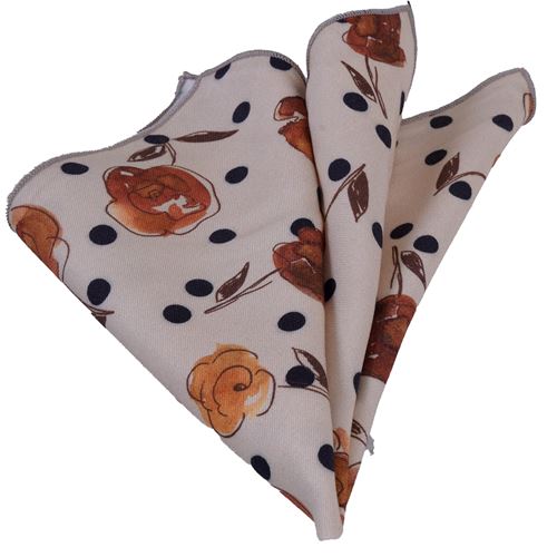 Beige Brown Floral Pocket Square