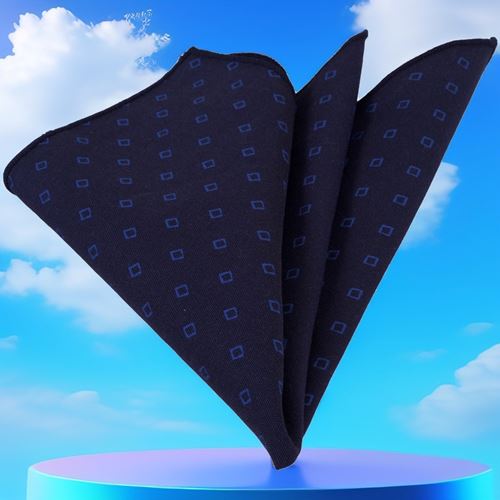 Navy and Blue Squares 100% Cotton Pocket Square