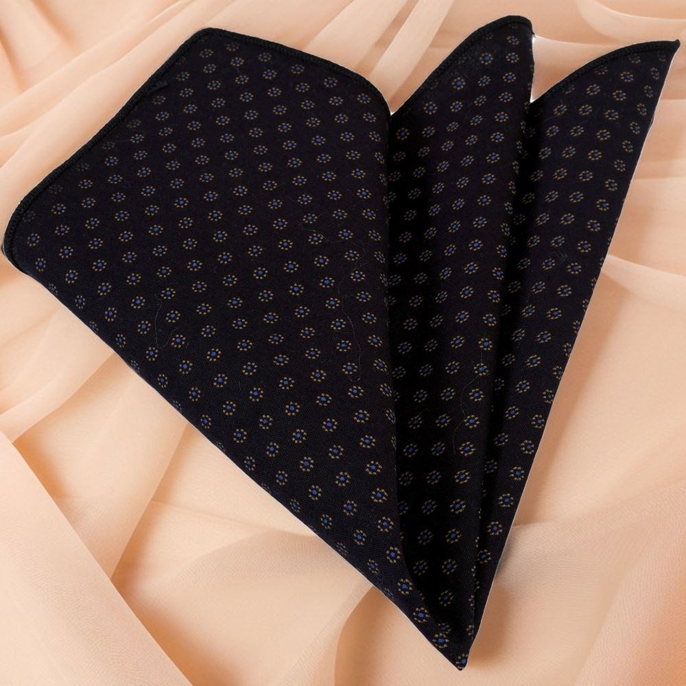 Black Geometric Printed Pocket Square