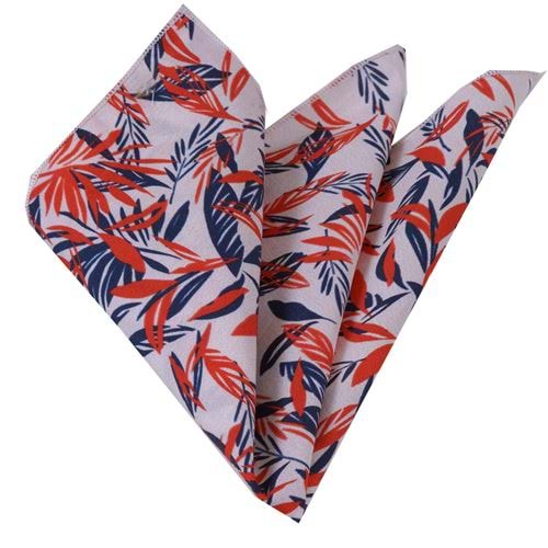 Beige Orange Navy Hawaii Designer Pocket Square