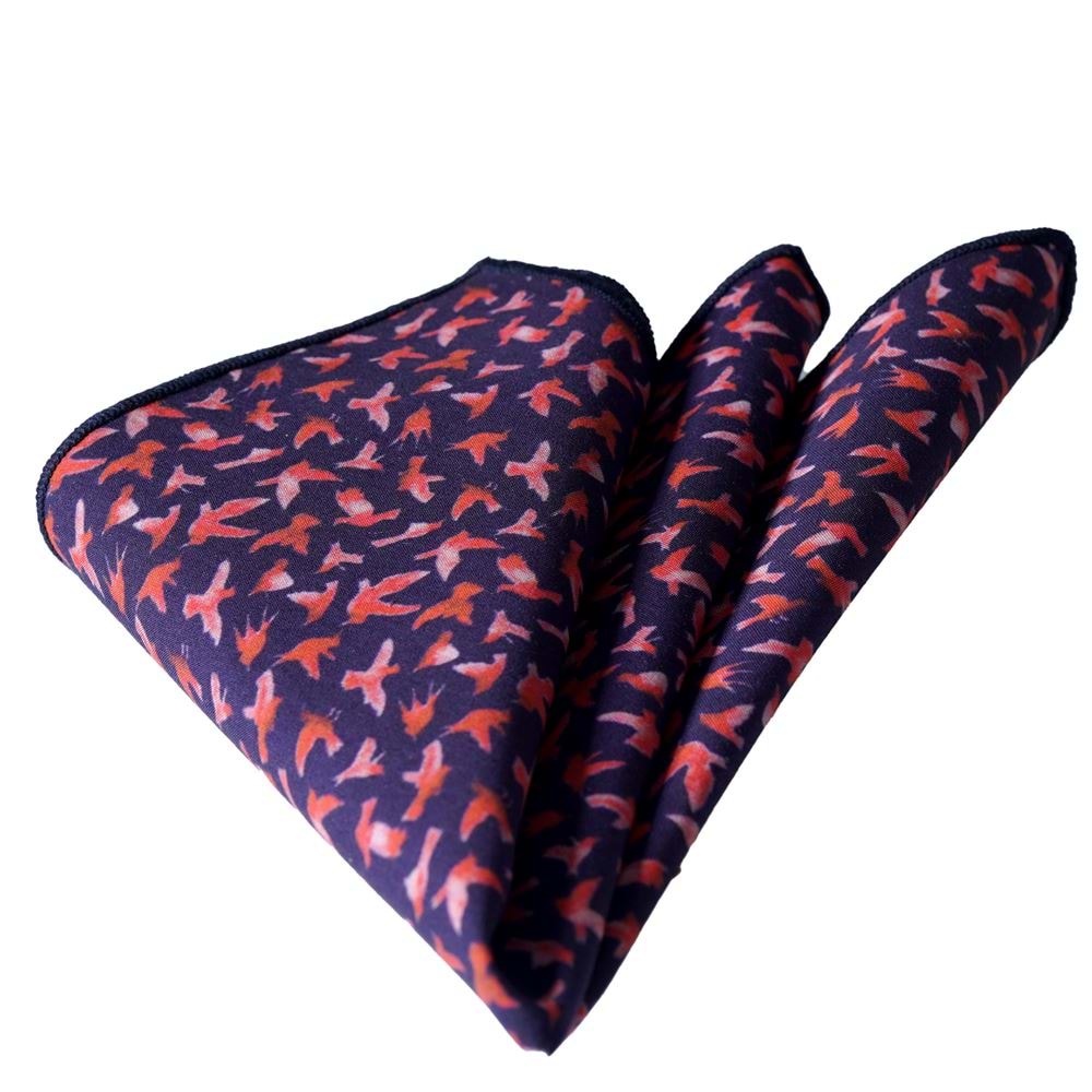 Navy Red Seagull Pocket Square