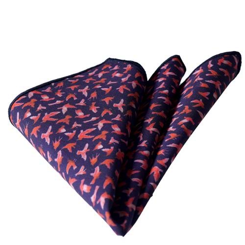 Navy Red Seagull Pocket Square