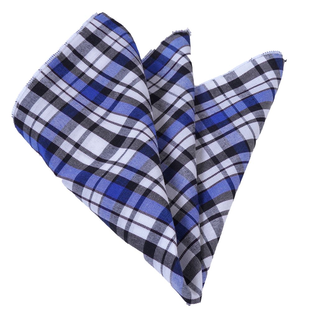 Blue White Plaid Pocket Square