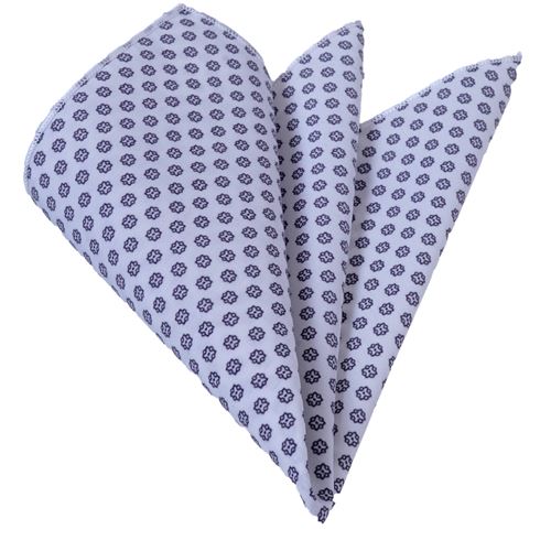 White Gray Geometric Designer Pocket Square