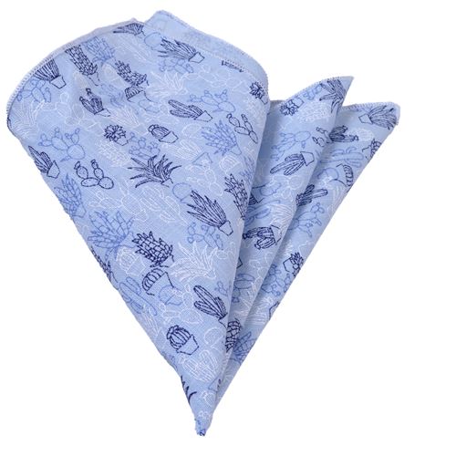 Blue White Digital Printed Pocket Square