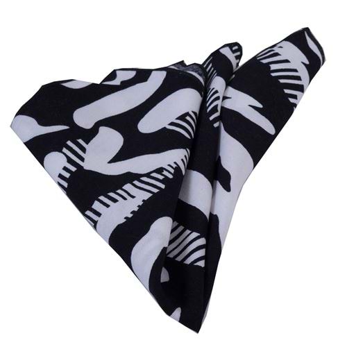 Black White Abstract Designer Pocket Square