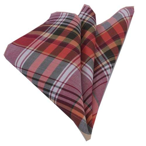Red White Yellow Plaid Pocket Square