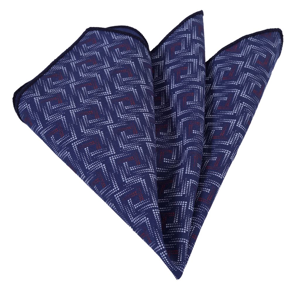 Blue White Red Geometric Pocket Square