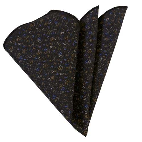Navy and Brownish Floral Pocket Square
