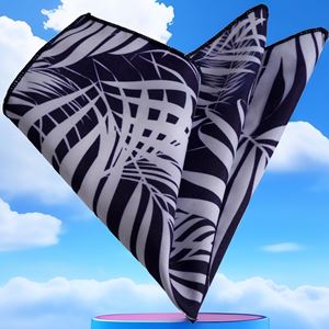 Navy and White Hawaiian Prined Pocket Square