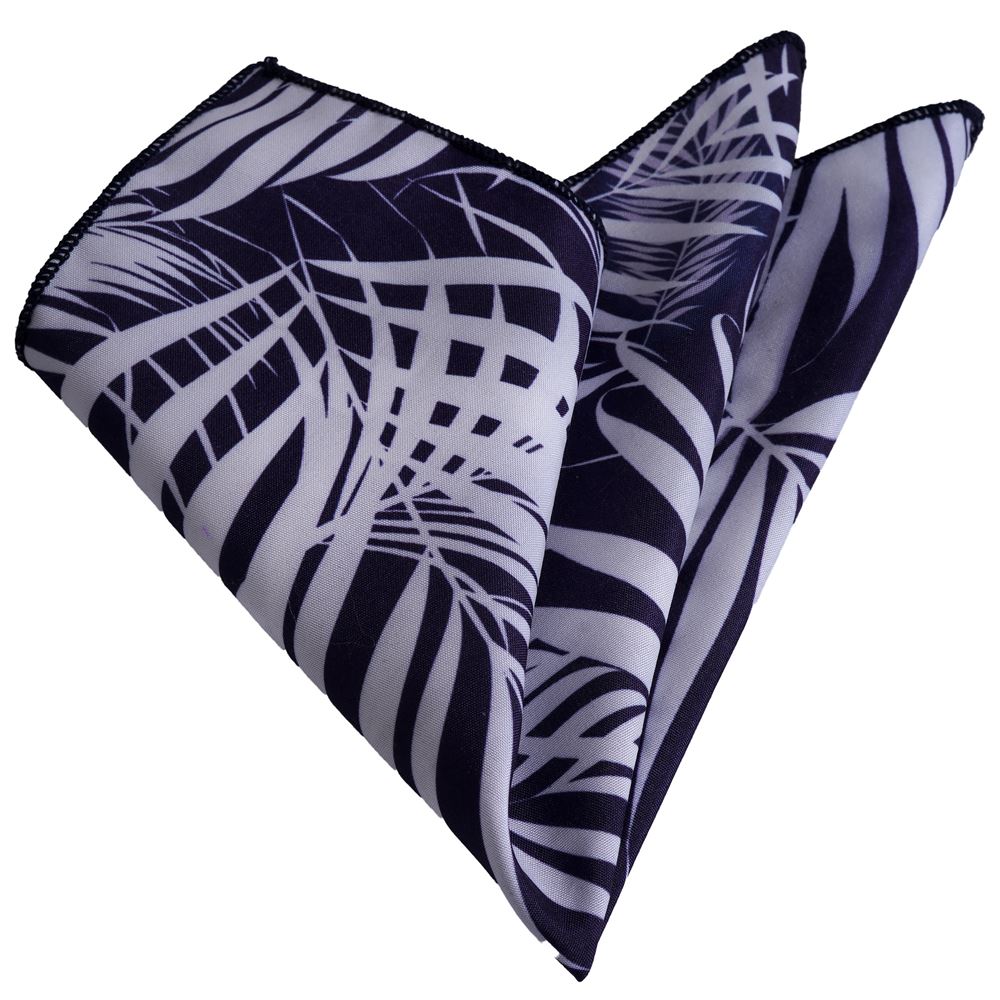 Navy and White Hawaiian Prined Pocket Square