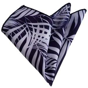 Navy and White Hawaiian Prined Pocket Square