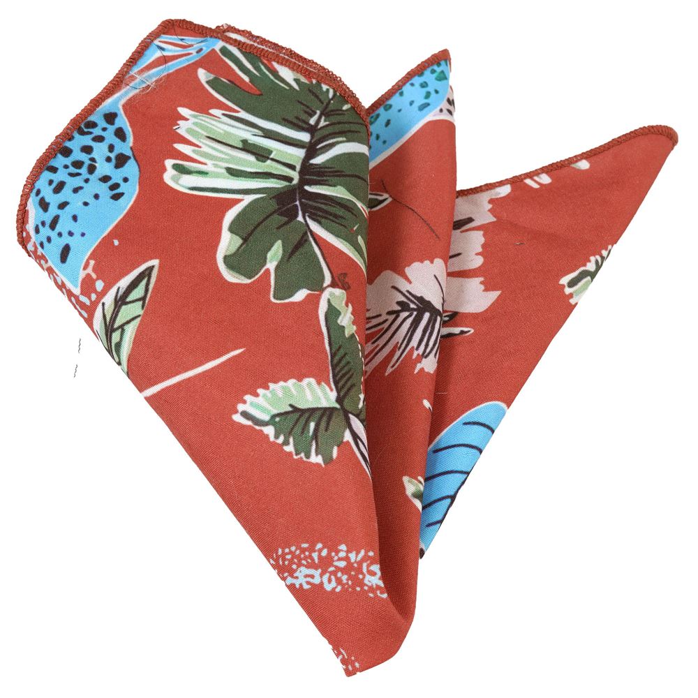 Redish with Hawaiian Designer Pocket Square