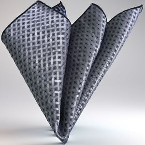 Gray with Navy Polka Dot Jacquard Pocket Square