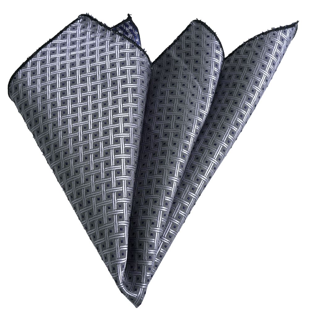 Gray with Navy Polka Dot Jacquard Pocket Square