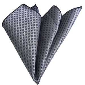 Gray with Navy Polka Dot Jacquard Pocket Square