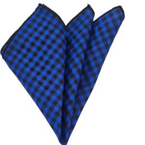 Black and Blue Gingham Pocket Square