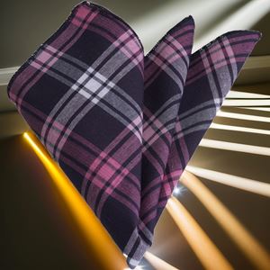 Pink and Navy Plaid Pocket Square