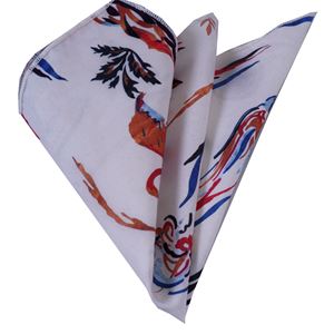 Beige Orange Flamingo Prined Pocket Square