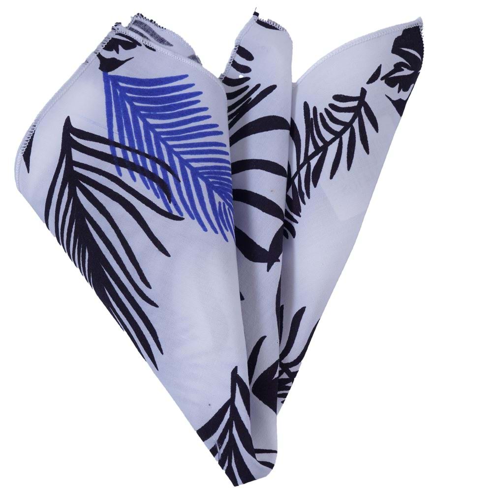 Blue White Hawiian Pocket Square