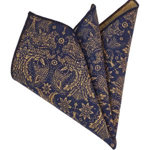 Navy Floral Cotton Pocket Square
