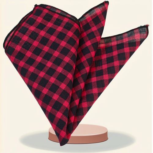 Black and Red Gingham Pocket Square