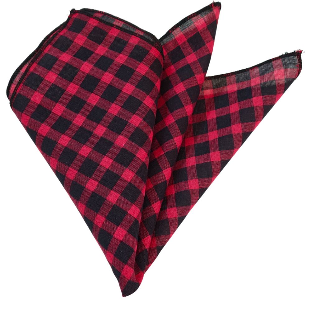 Black and Red Gingham Pocket Square