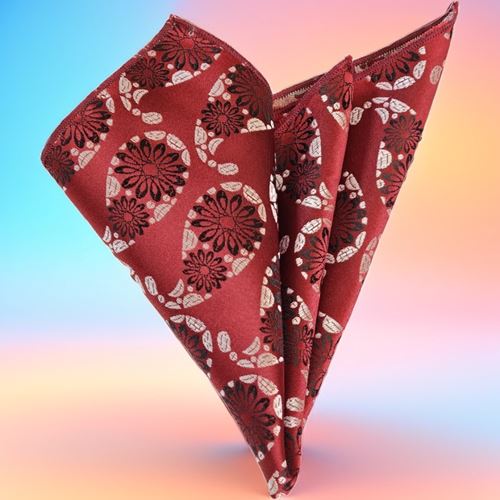 Burgundy Paisley Jacquard Pocket Square