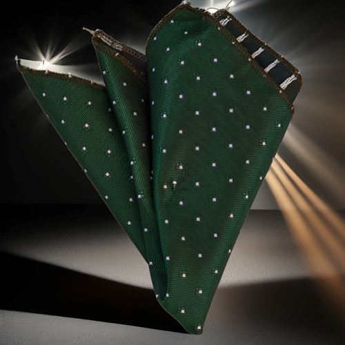 Green Jacquard Woven Quadratic Pocket Square