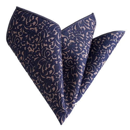 Navy Mustard Paisley Pocket Square