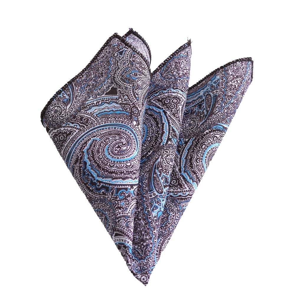 Brown Turquoise Paisley Pocket Square