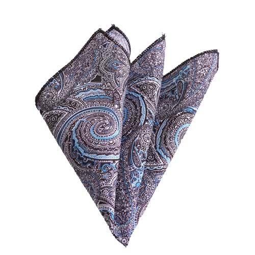 Brown Turquoise Paisley Pocket Square