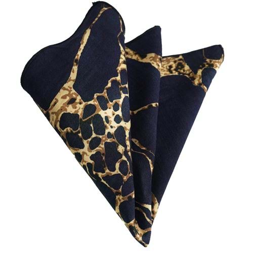 Navy and Golden Abstract Pocket Square