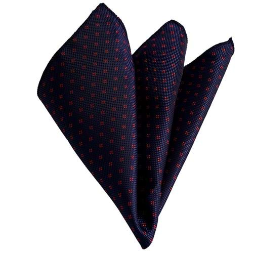 Red Floral Navy Pocket Square