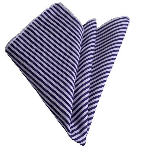 Navy and White Striped cotton Pocket Square