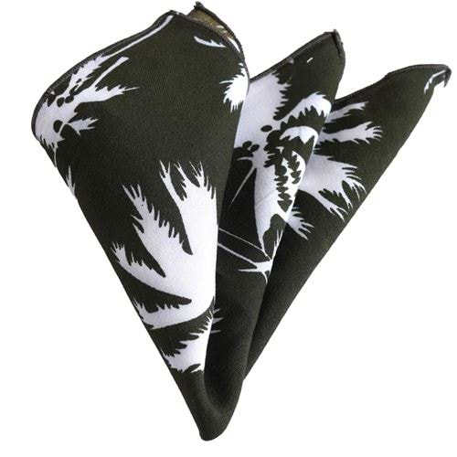 Khaki Green with Palm Trees Pocket Square
