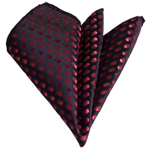 Burgundy and Black Geometric Pocket Square