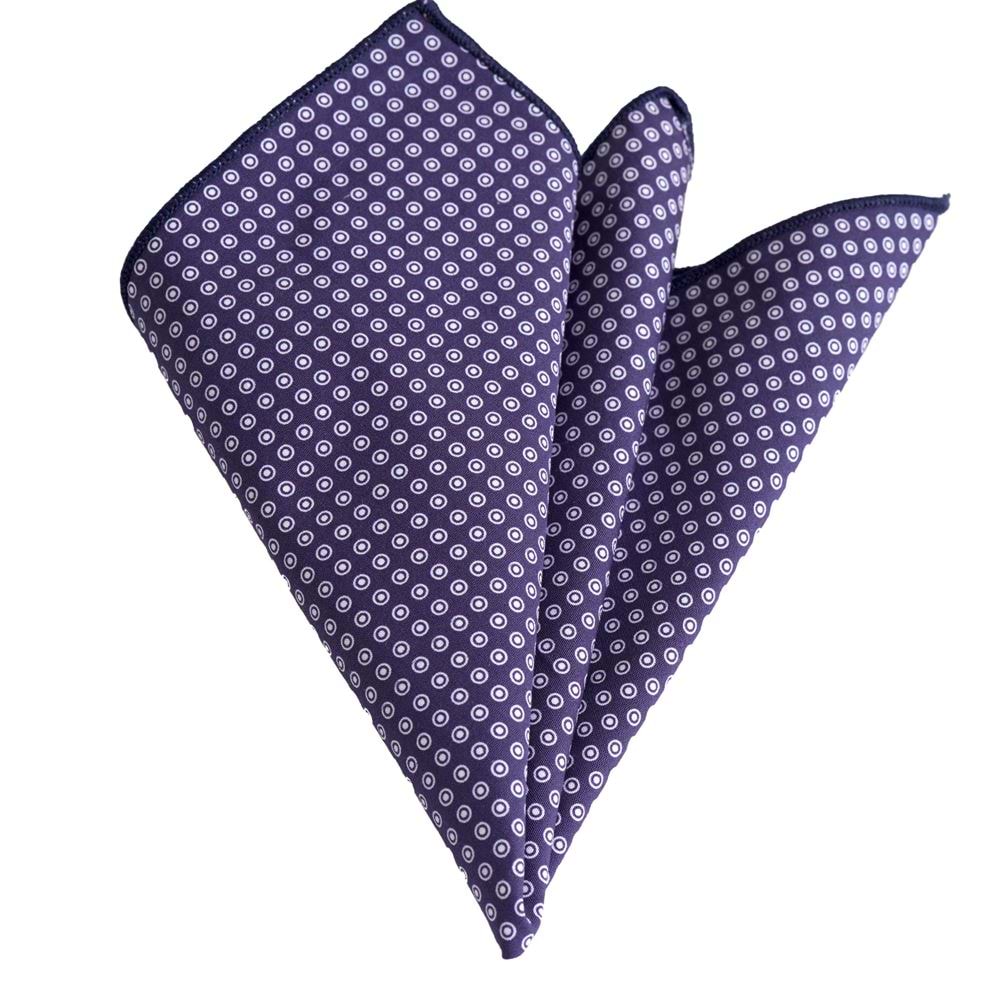 White Gometric on Navy Pocket Square