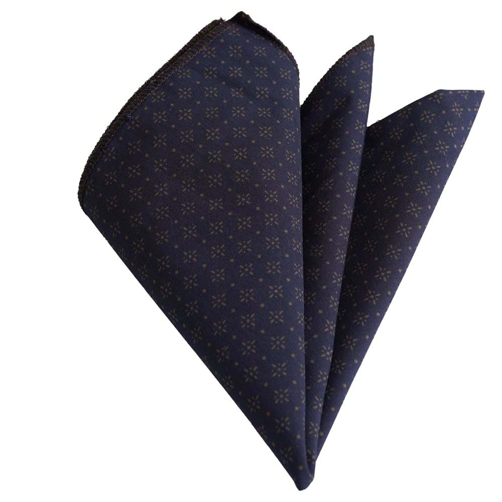 Navy with Mustard Flowers Pocket Square