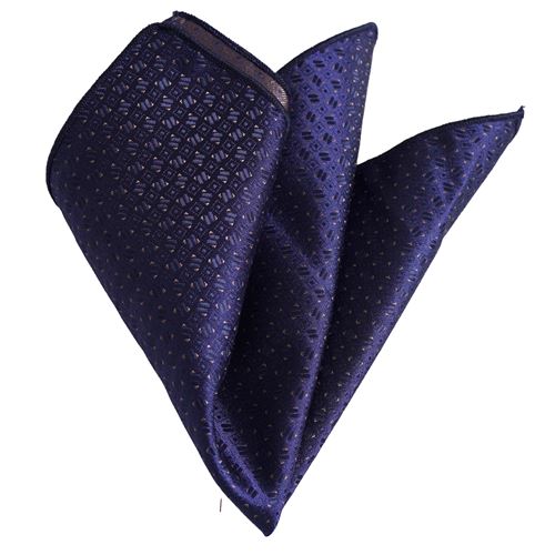 Navy Geometric Designer Pocket Square