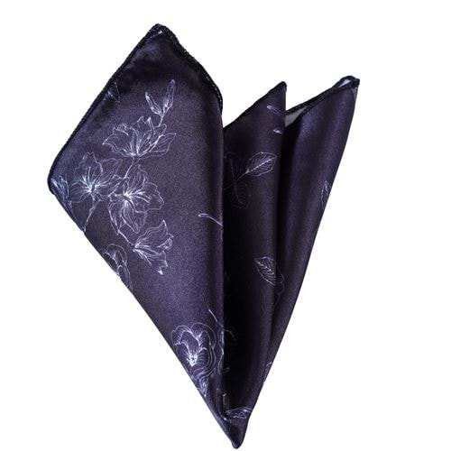 White Polka Dot Jacquard Woven Collar Handkerchief on Grey