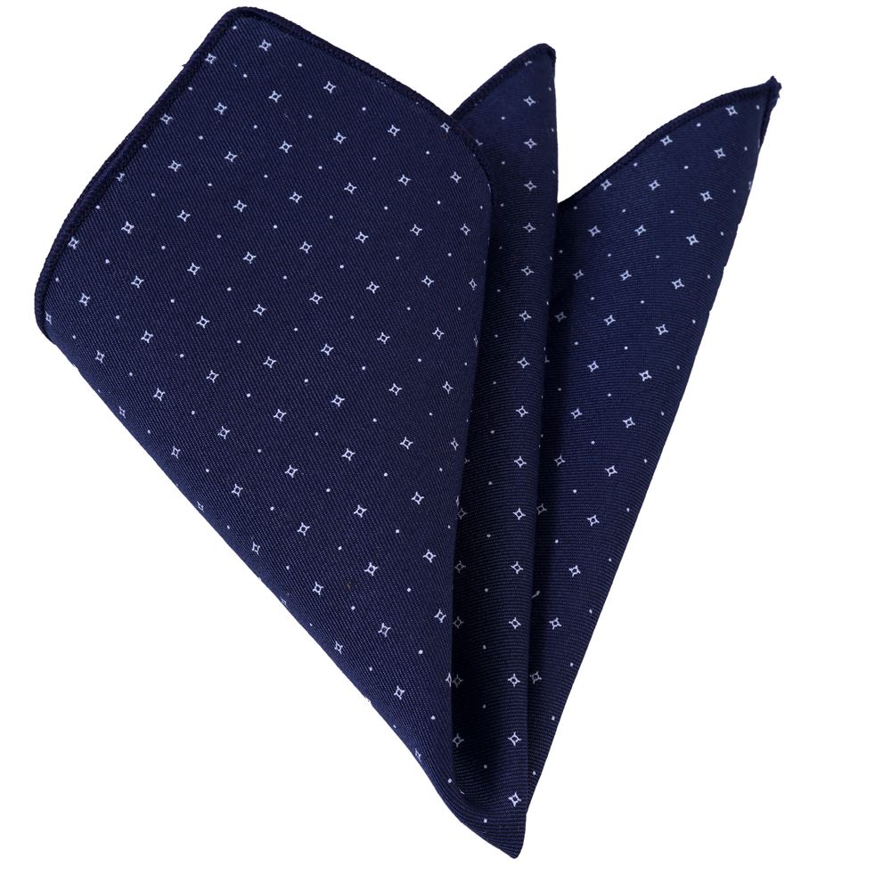 Navy White Geometric Pocket Square