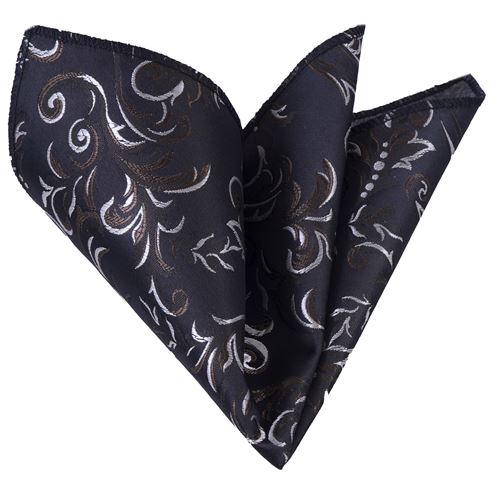 Black Brown Paisley Pocket Square
