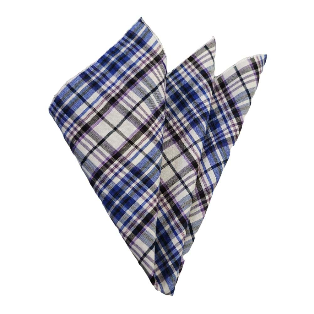Blue Purple Plaid Pocket Square