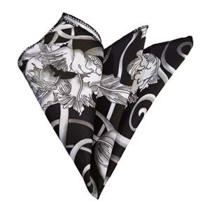 Black with Gray Paisley Pocket Square