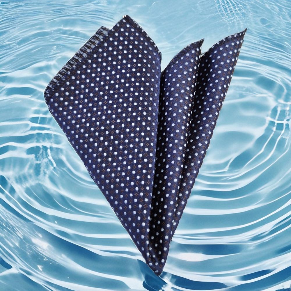 Blue Polka Dot on Navy Pocket Square