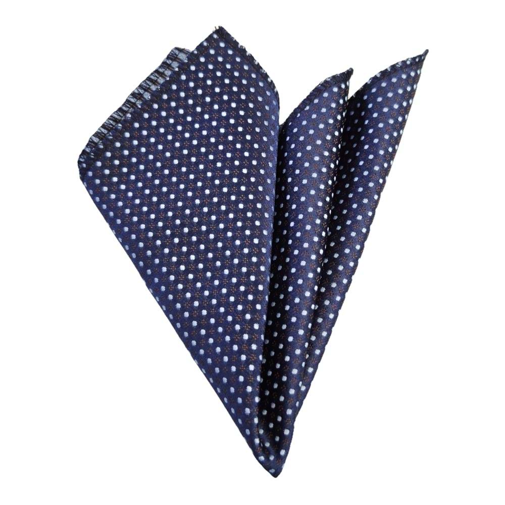Blue Polka Dot on Navy Pocket Square