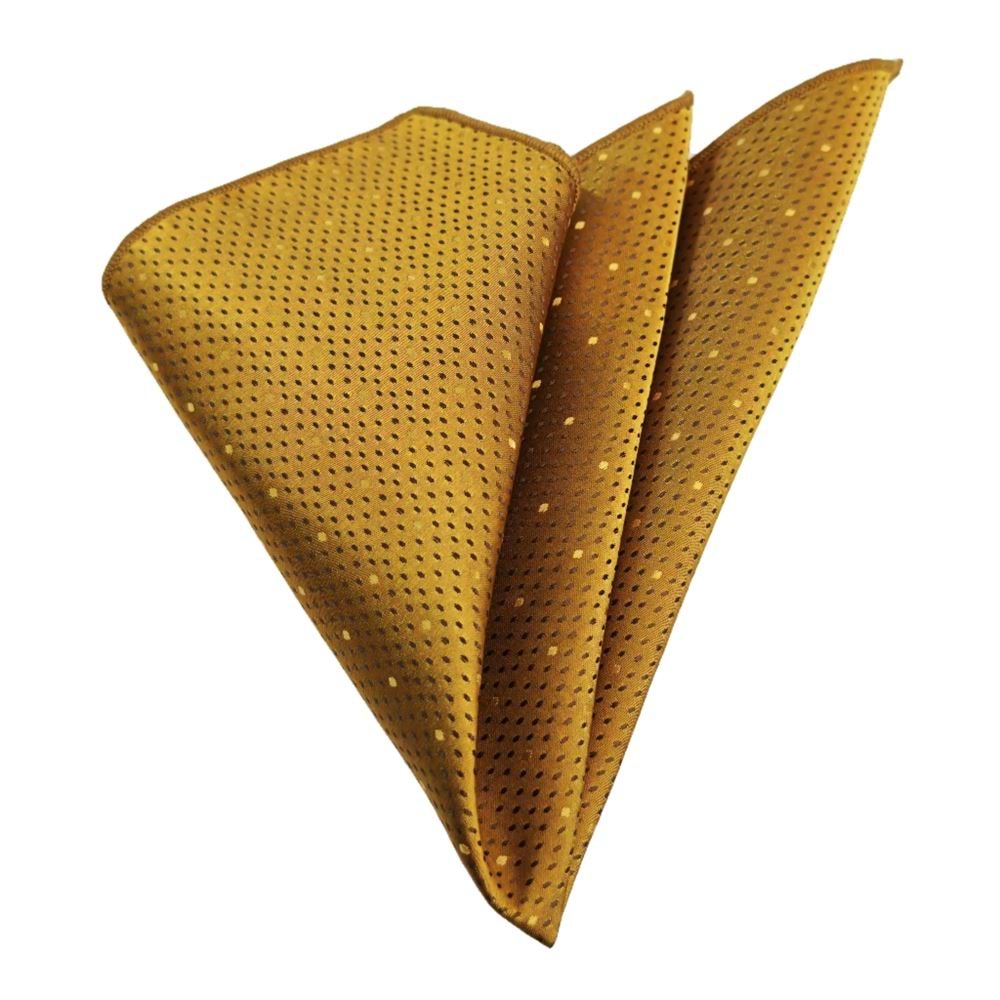 Golden and Brown Polka Dot Pocket Square